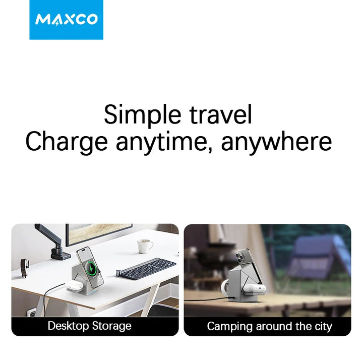 QI2 3 in 1 Wireless Charger Stand Magnetic Qi2 15W Fast Charging for iPhone 12 13 14 15 16 Apple Watch 9 8 7 6 5 Airpods 2 3 Pro