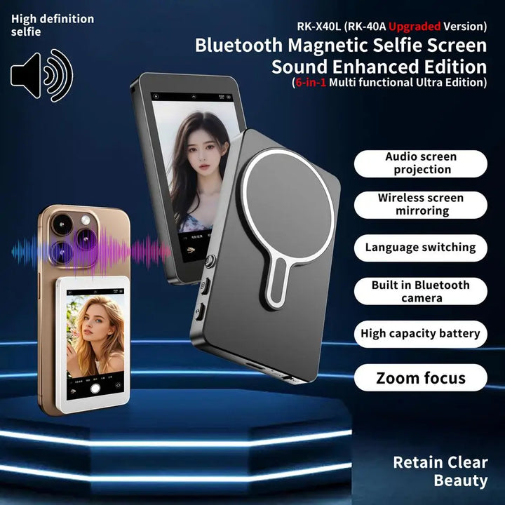 Magnetic Wireless Selfie Monitor Screen For IPhone Android, 3.94 HD Expansion Display Rear Camera Vlog Live Video Recording