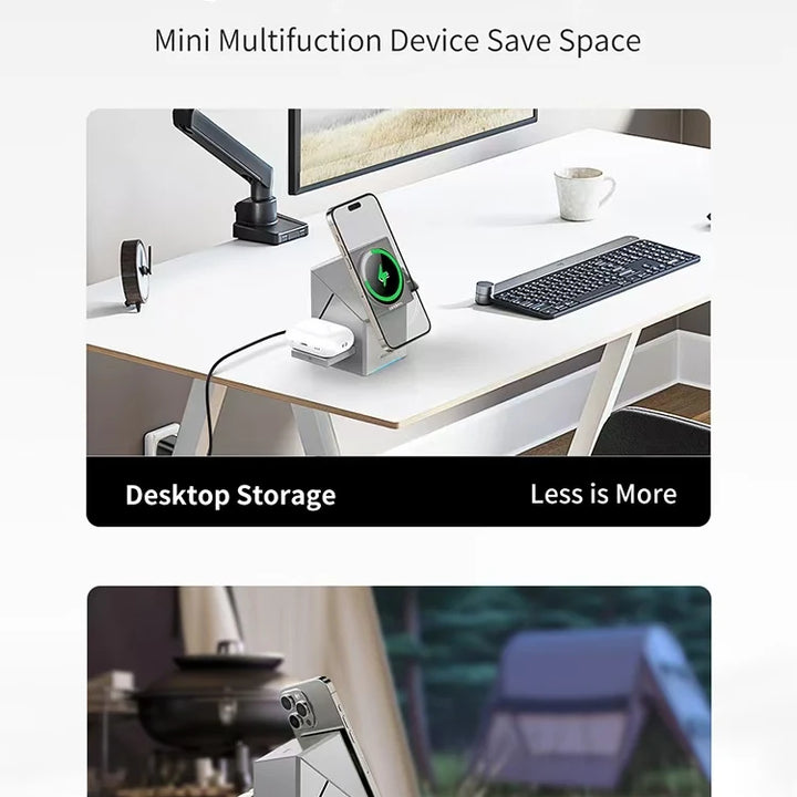QI2 3 in 1 Wireless Charger Stand Magnetic Qi2 15W Fast Charging for iPhone 12 13 14 15 16 Apple Watch 9 8 7 6 5 Airpods 2 3 Pro