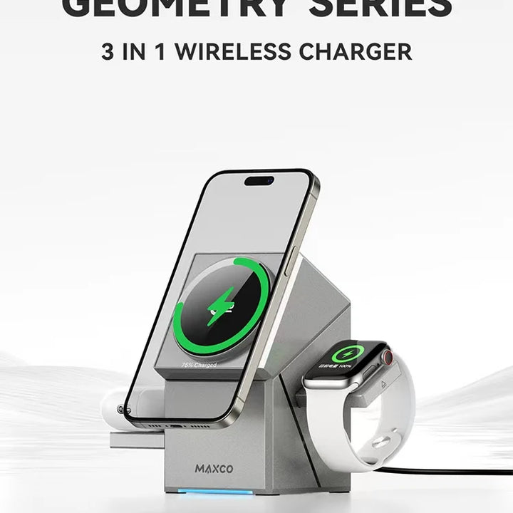 QI2 3 in 1 Wireless Charger Stand Magnetic Qi2 15W Fast Charging for iPhone 12 13 14 15 16 Apple Watch 9 8 7 6 5 Airpods 2 3 Pro