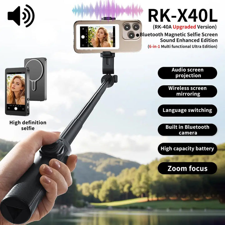 Magnetic Wireless Selfie Monitor Screen For IPhone Android, 3.94 HD Expansion Display Rear Camera Vlog Live Video Recording