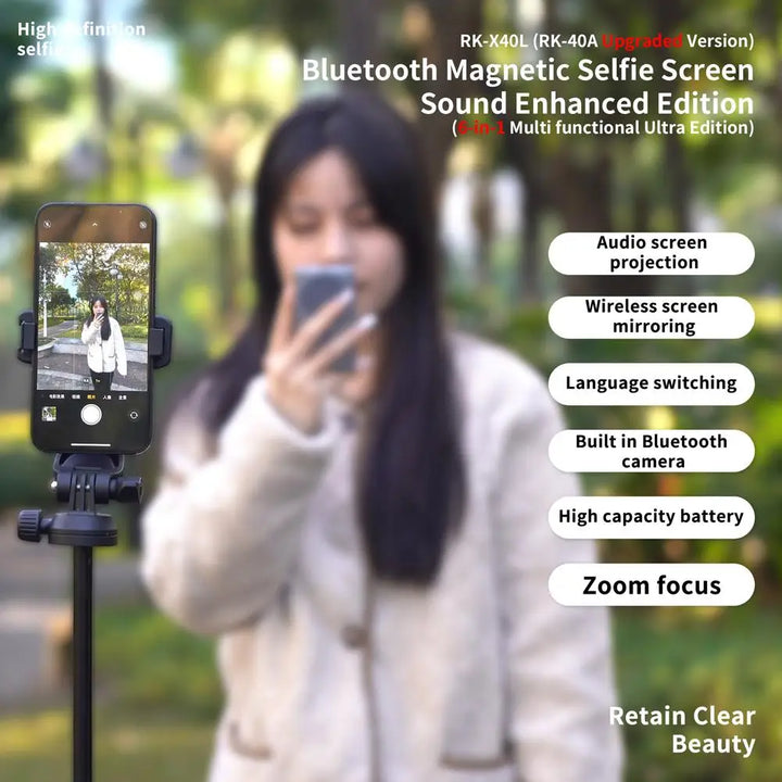 Magnetic Wireless Selfie Monitor Screen For IPhone Android, 3.94 HD Expansion Display Rear Camera Vlog Live Video Recording