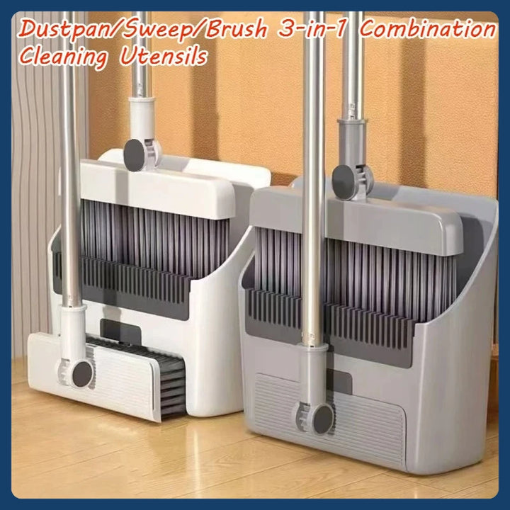 2025 Durable soft bristle non-stick foldable broom shovel broom brush 3-in-1 combination cleaning broom set