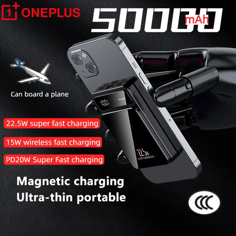Oneplus 50000mAh Power Bank Magnetic Wireless 22.5W Ultra Capacity Super Fast Charging Power Bank Portable For iPhone Huawei NEW