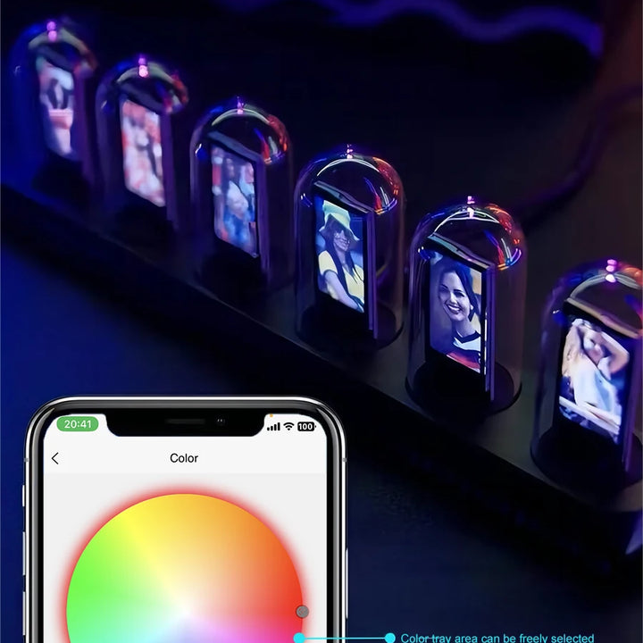 RGB Nixie Tube Clock LED Glows IPS Color Screen DIY Analog Digital Tube Night lights Gaming Desktop Home Decoration Gift Idea