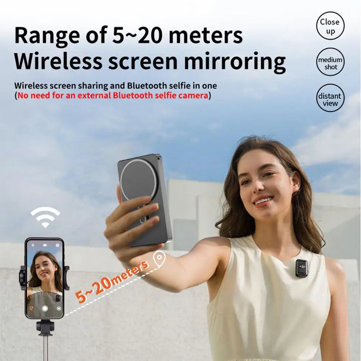 Magnetic Wireless Selfie Monitor Screen For IPhone Android, 3.94 HD Expansion Display Rear Camera Vlog Live Video Recording