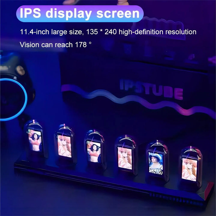 RGB Nixie Tube Clock LED Glows IPS Color Screen DIY Analog Digital Tube Night lights Gaming Desktop Home Decoration Gift Idea
