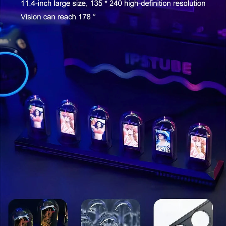 RGB Nixie Tube Clock LED Glows IPS Color Screen DIY Analog Digital Tube Night lights Gaming Desktop Home Decoration Gift Idea