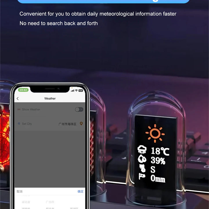 RGB Nixie Tube Clock LED Glows IPS Color Screen DIY Analog Digital Tube Night lights Gaming Desktop Home Decoration Gift Idea